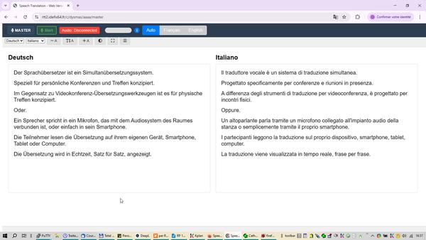 Presence dual-language view on desktop - German and Italian side by side